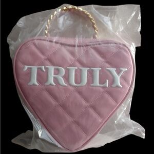 TRULY PINK HEART SHAPED BAG WITH CHAIN DETAILING LIMITED EDITION NEW